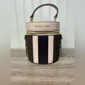 Michael Kors Bedford Travel Medium Logo Stripe Crossbody